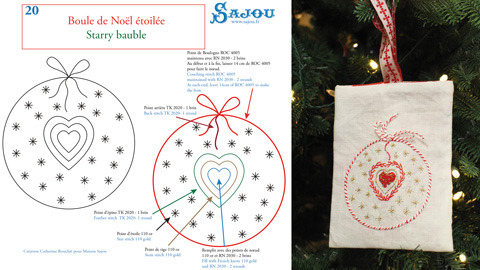 Vorlage 20: Weihnachtskugel mit Sternen Maison Sajou Adventskalender
